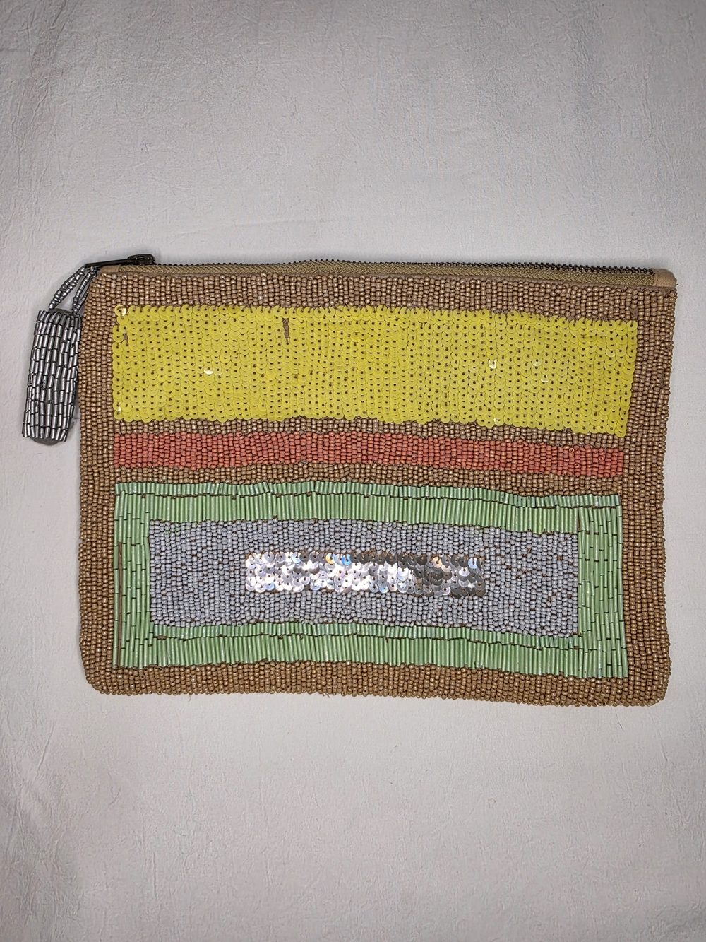 Jasper & Jeera Anthropologie Beaded Sequin Clutch Bag
